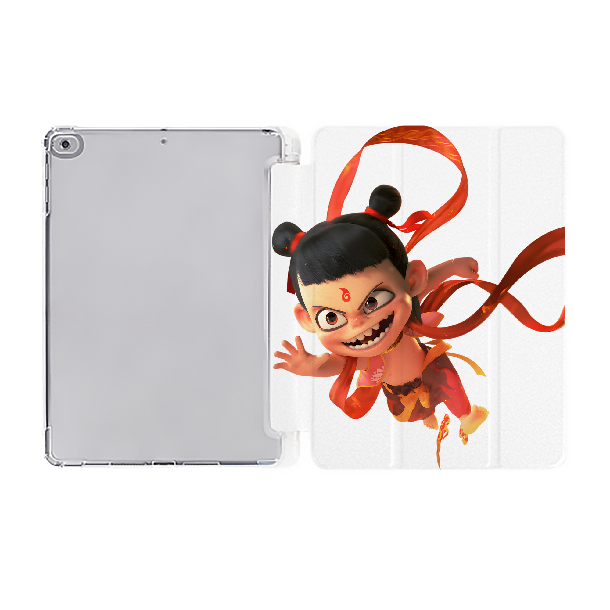 （画像用） Ne Zha 2 ナタ 魔童の大暴れ IPad ケース ペン収納付き 三つ折りスタンド PUレザー×シリコン 対応機種9.5/10.5/10.9インチ